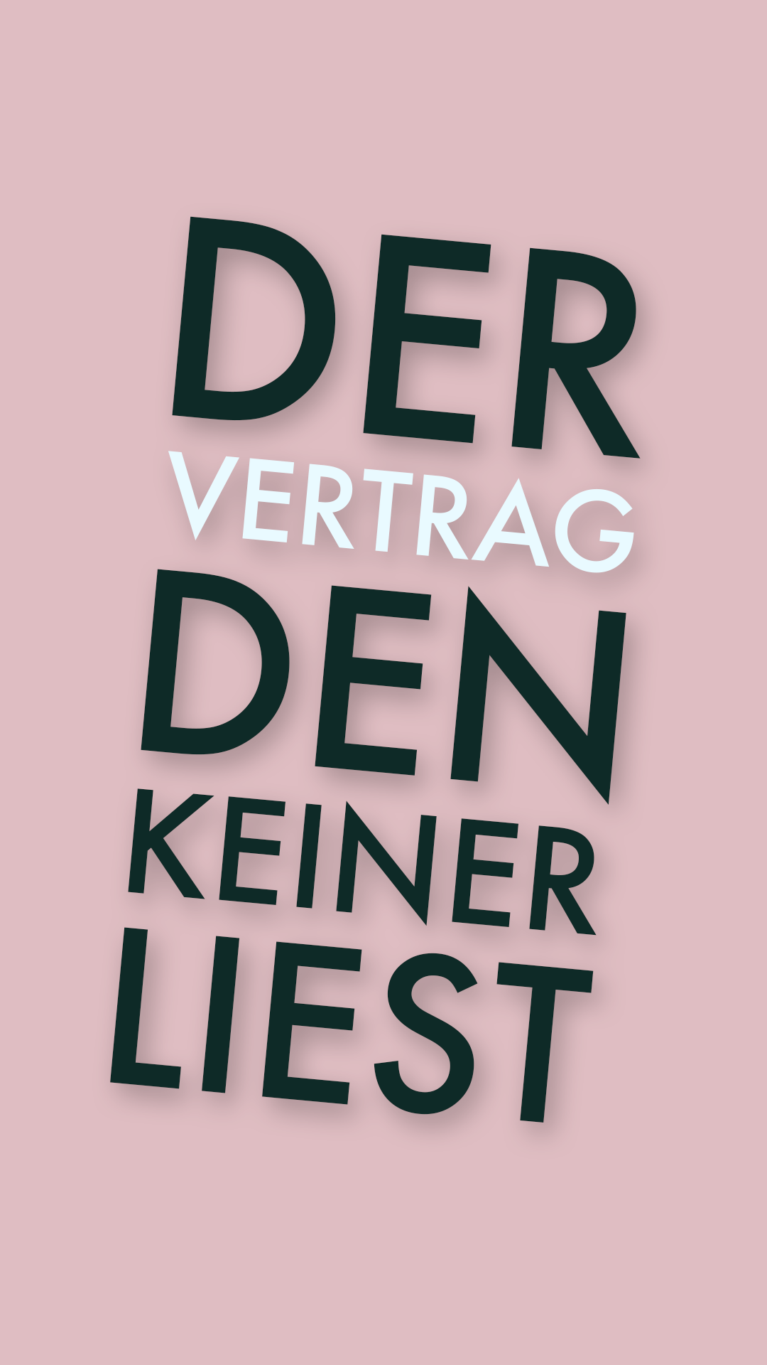 Rosafarbener Untergrund mit dem Titel Der Vertrag den keiner liest