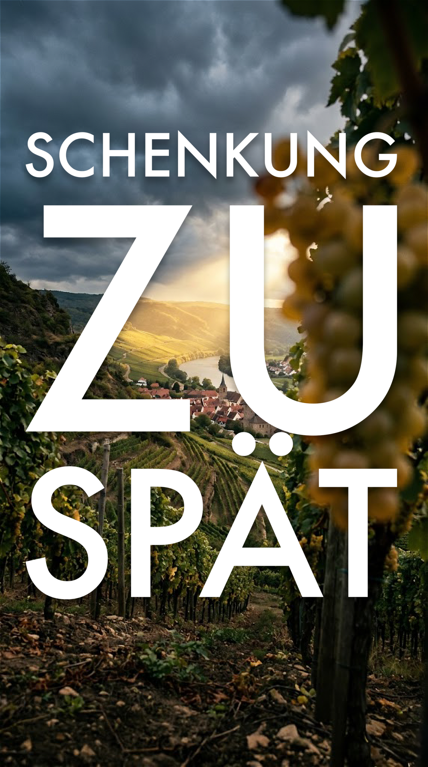 Eine Landschaft bei untergehender Sonne, mit dem Titel Schenkung Zu spät